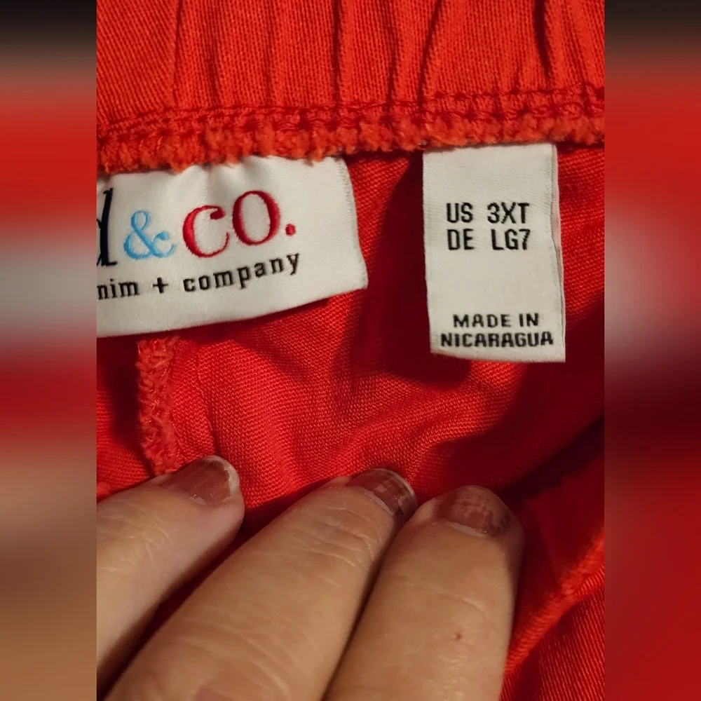 D&Co. Pull On Pants Straight Leg 3XT Red New